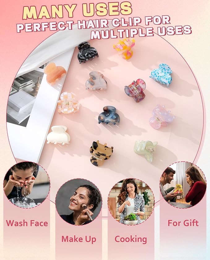 Claw Jaw Hair Clips 12PCS Small for Thin Hair Styling Mini Accessories Classic Clamp for Women Girls