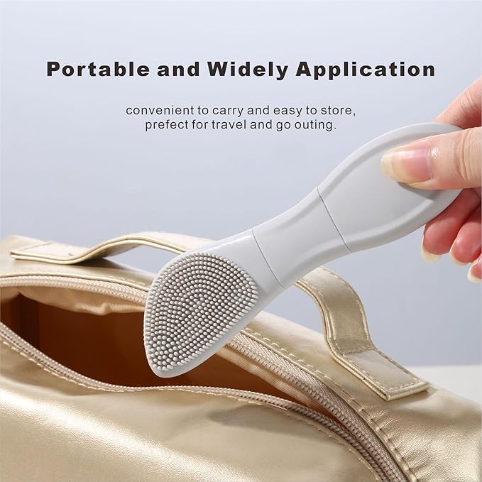 Multifunctional Face Washing Brushes,2 in 1 Pore Cleaning Brush & Blackhead Scraper,Pimple Extractor for Women Men,Face Scraper Skin Spatula,Pore Scrubber for Deep Cleansing.(Gray)