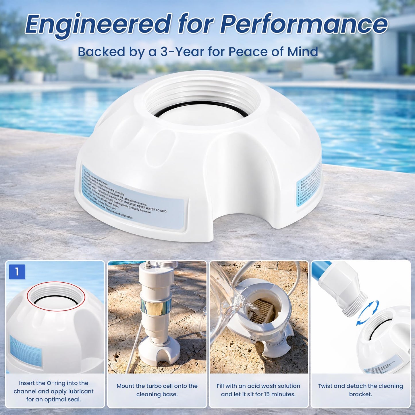 Salt Cell Cleaner - Fits for Hayward Salt Cell Cleaning Stand, Built-in O-Ring, Leak-Proof Design