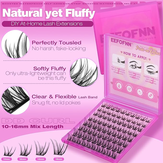 Lash Clusters Natural Eyelash Clusters Wispy Lashes Clusters C Curl Cluster Eyelash Extensions 8-14mm Lash Cluster Invisible Band Individual Lashes Bunny Cluster Lashes by Eefofnn
