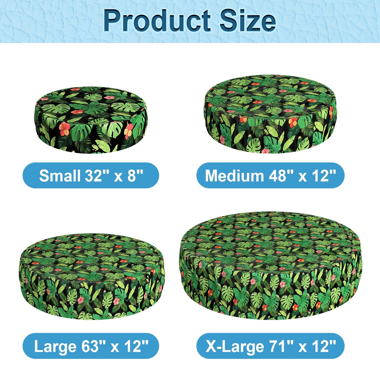 Docuwee Round Pool Cover 48", Foldable Kiddie Solar Cover Fit Dog Collapsible Swimming Pool, Pets Kids Bath Tub, Anti-UV Dustproof Safety Pool Covers, Monstera Deliciosa
