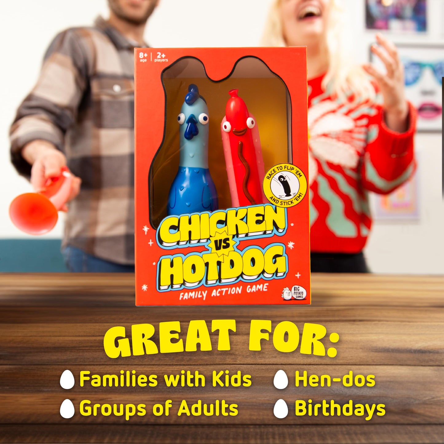 Big Potato Chicken vs Hotdog: The Ultimate Chaotic Party Game | Flipping-Fun Party Game for Families & Game Nights | Bonus Content Included!