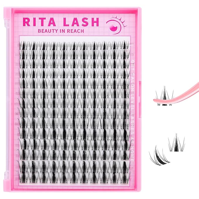RITALASH Fairy Lash Clusters Wispy Cluster Lashes DIY Wet-Look Spiky Clusters Eyelash Extensions Lash Extension False Eyelashes Natural Look Invisible Lash Band Individual Lashes (Fairy,8-18mm)