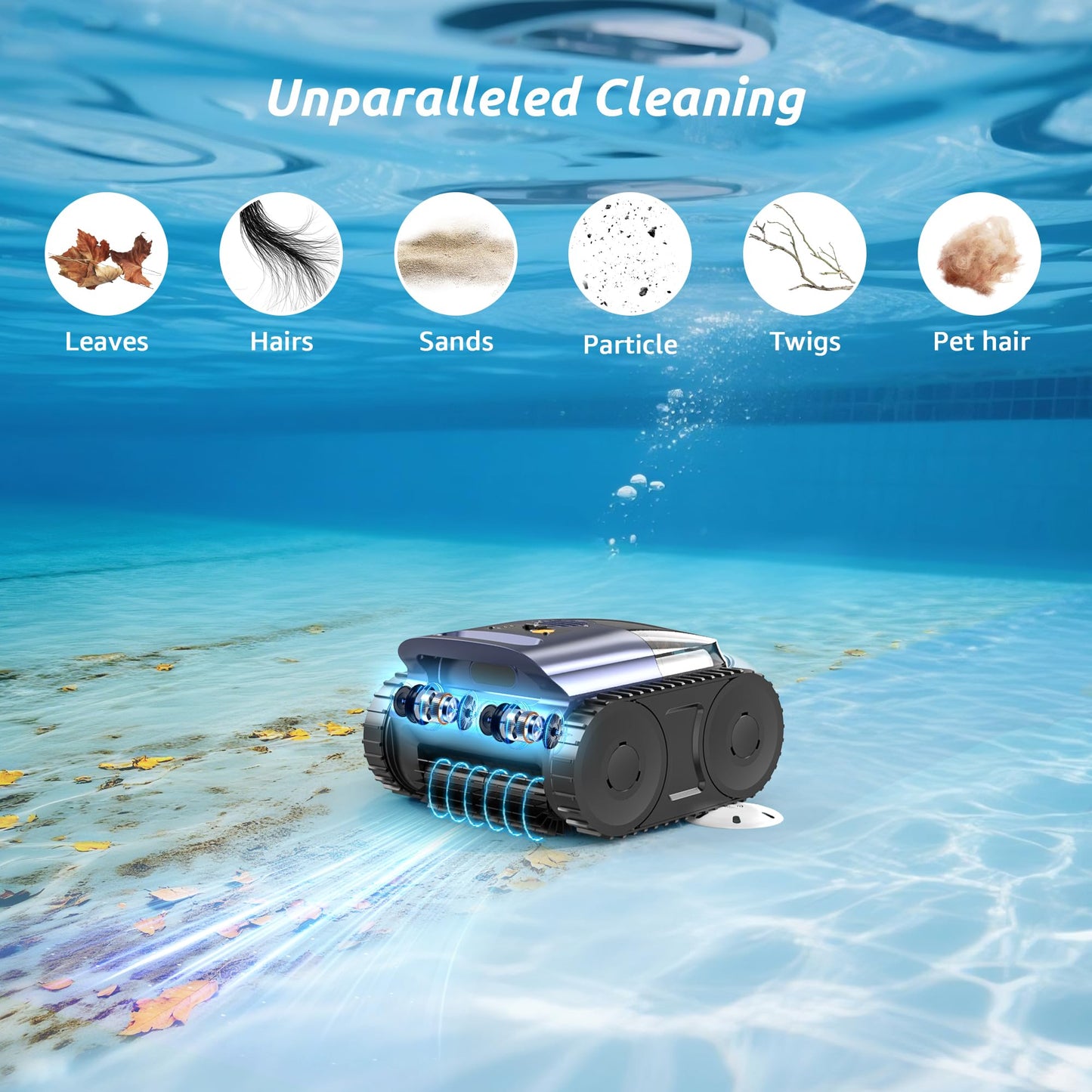 (2026 Upgrade) Cordless Robotic Pool Cleaner, 180 Mins Runtime Robotic Pool Vacuum for Inground Pools, Wall & Waterline Climbing Automatic Pool Vacuum with Sonar Navigation, Pool Up to 2150 Sq.ft