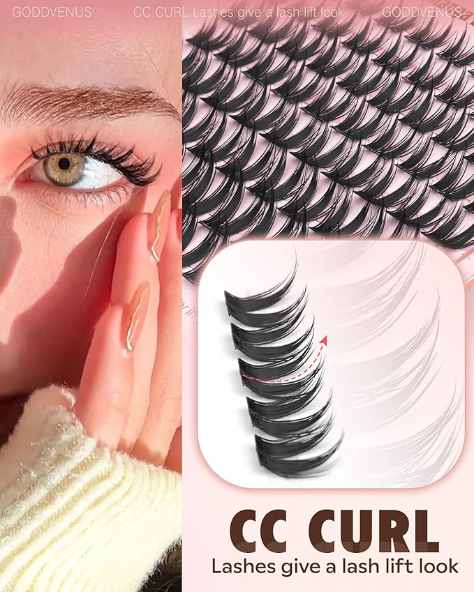 Goddvenus Bunny Manga Lash Clusters, Natural Wispy Cluster Eyelash Extensions, DIY Lash Extension at Home For Dolly Anime Look, Thick Fairy Individual Lashes Clusters