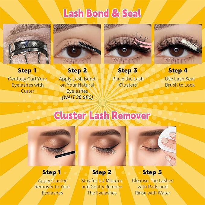 RITALASH Lash Extension Kit DIY Lash Clusters 800pcs Cluster Lashes Individual Lashes Book Set Eyelash Extension Kit with Lash Bond and Seal,Lash Remover,Lash Tweezers(30D+40D+50D+60D Kit,8-16mm)