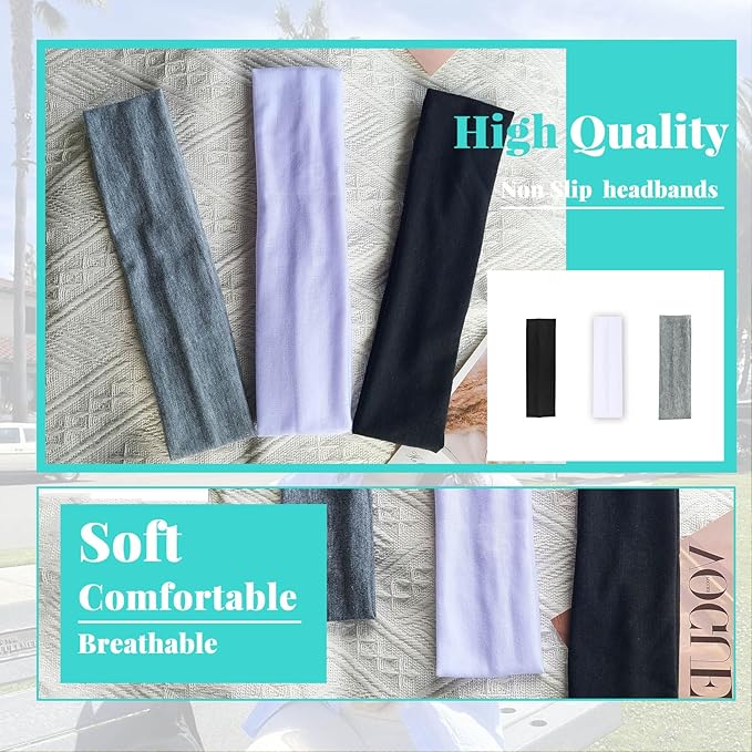 Headbands for Women Non Slip Head Bands for Women's Hair cute elastic womens headbands Soft Cotton Cloth Fashion floral headband for women for Daily Workout Sports Running Yoga