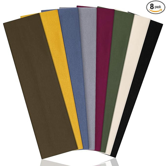 Ztomine 8 Pack Headbands for Women Non Slip - Stylish Sports Hair Bands for Women's Hair - Soft Cotton Cloth Stretchy Headbands for Women for Yoga, Outdoor Exercise Running