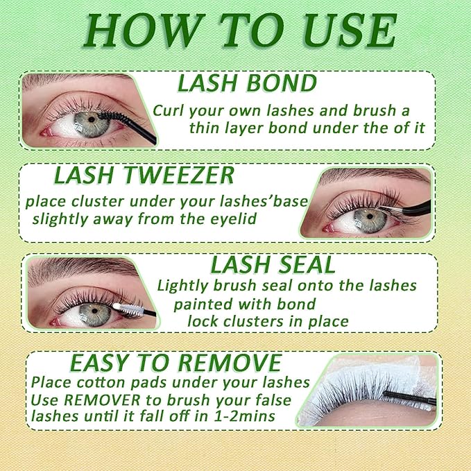 Volume Lash Clusters 8-16mm Thick Cluster Eyelash Extension 60D+80D Eyelash Clusters 280pcs Super Soft Individual Lashes Plant Fibres Wispy False Eyelashes DIY Lash Extension