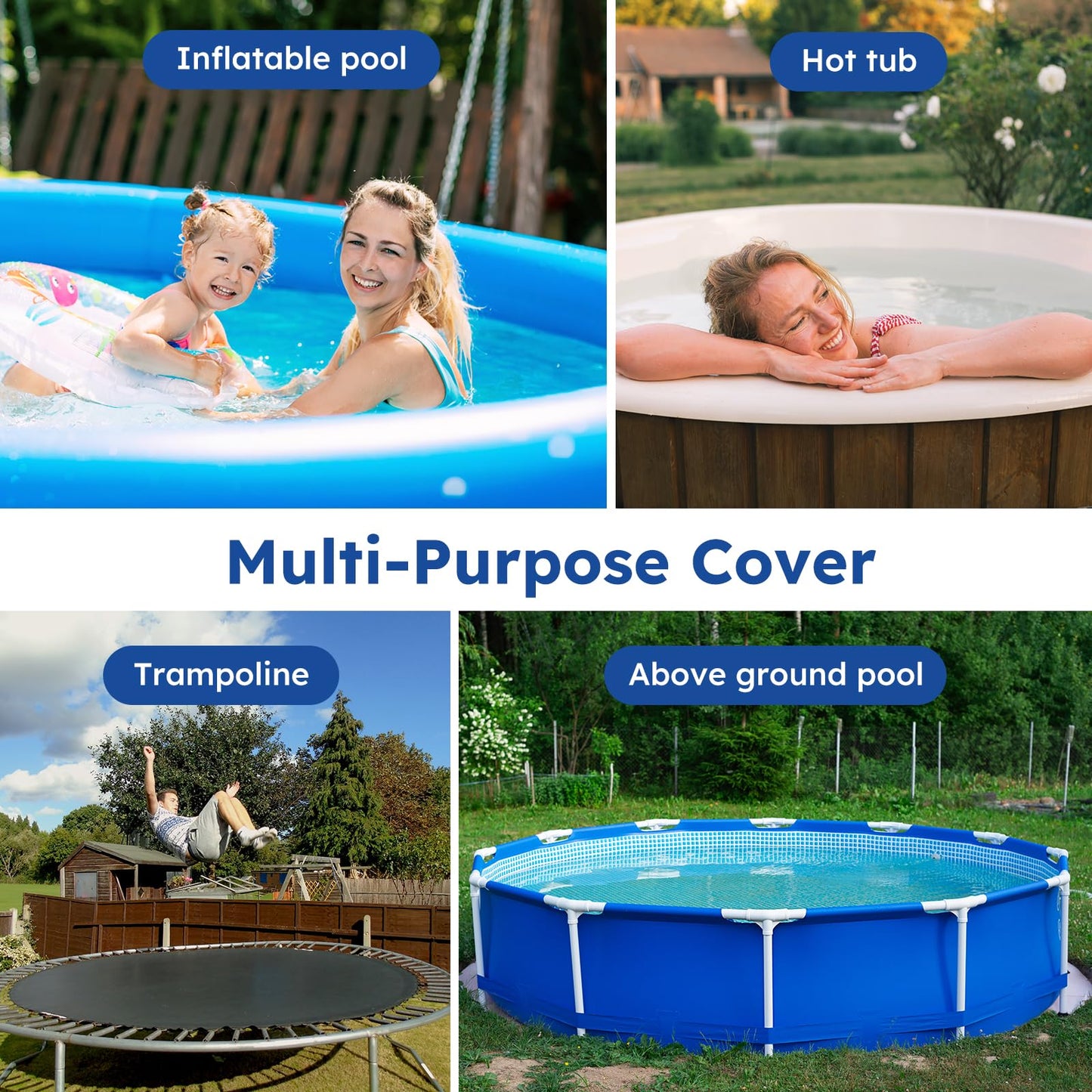 MR. COVER 24 FT Pool Covers for Above Ground Pools, Extra Thick Durable Pool Cover for Waterproof & Dustproof, All-Season Protection for Above Ground Poolsxia