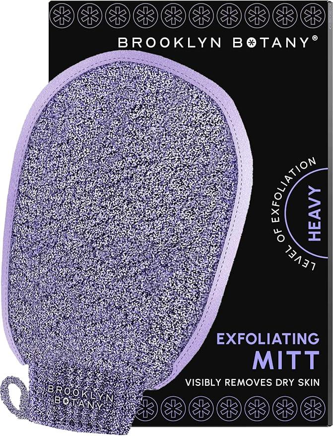 Brooklyn Botany Exfoliating Mitt for Bath and Shower – Heavy Duty Exfoliating Body Scrubber for Massage and Dead Skin Remover for Body – 1 Mitt