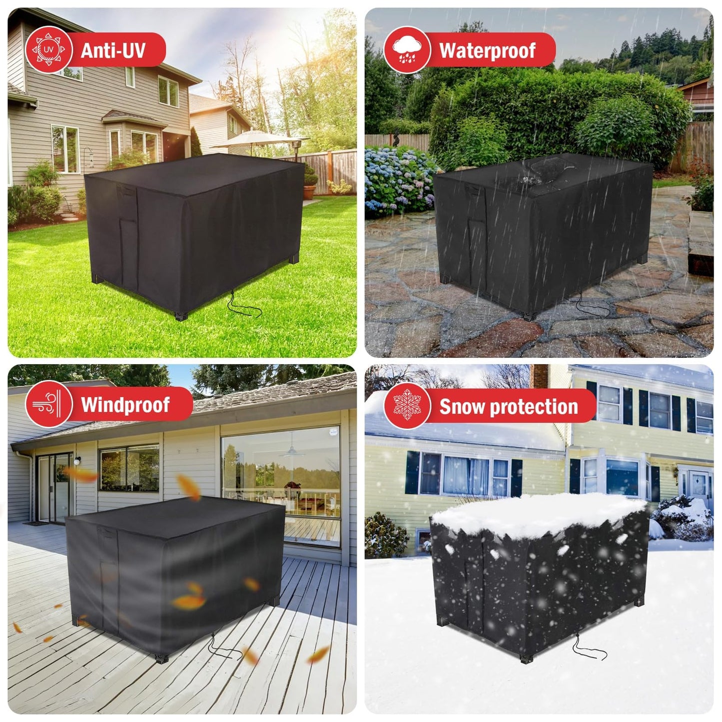 Youlvy Rectangular Fire Pit Cover 43 inch,Propane Gas Fire Pit Table Cover,Outdoor Waterproof Firepit Table Cover - 43 X 28 X 27 Inch