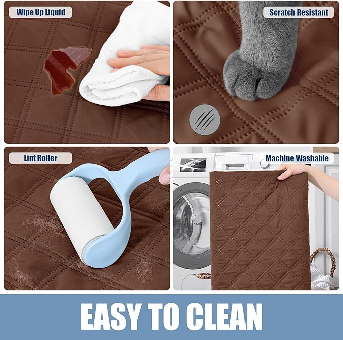 Smiry Waterproof Dog Bed Cover Pet Blanket, Soft Washable Dog Blanket for Furniture Bed Couch Sofa Reversible, Checkered (40"x90", Brown/Brown)