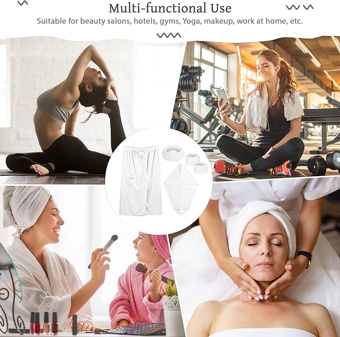 Towel Wrap Women Shower Robe Adjustable Closure Bathrobe with Hair Drying Towel & Spa Wraps