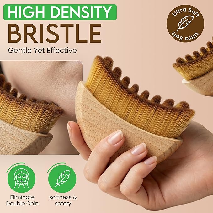 Premium Lymphatic Contour Face Brush for Sculpting - Lymphatic Drainage Massager - Wooden Tool for Face - Anti-Puffiness - Detox & Lift - Ergonomically Designed to Fit The Skin Precisely