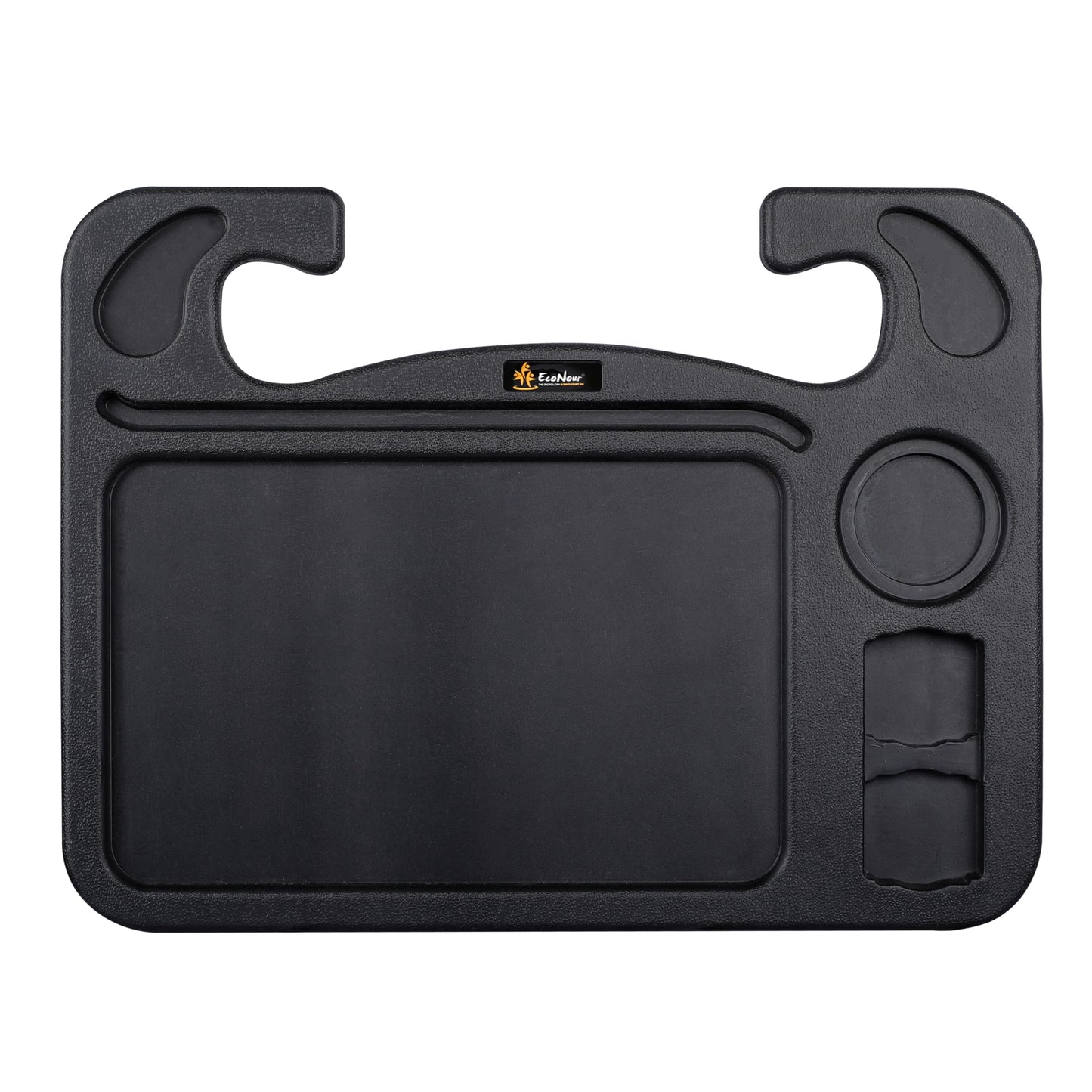 EcoNour 4 in 1 Car Steering Wheel Tray - 2026 Upgraded Tray with Dual Sauce Dip Holder and Tablet Holder | Spacious Steering Wheel Desk for Food and Laptop | Car Accessories (Large)