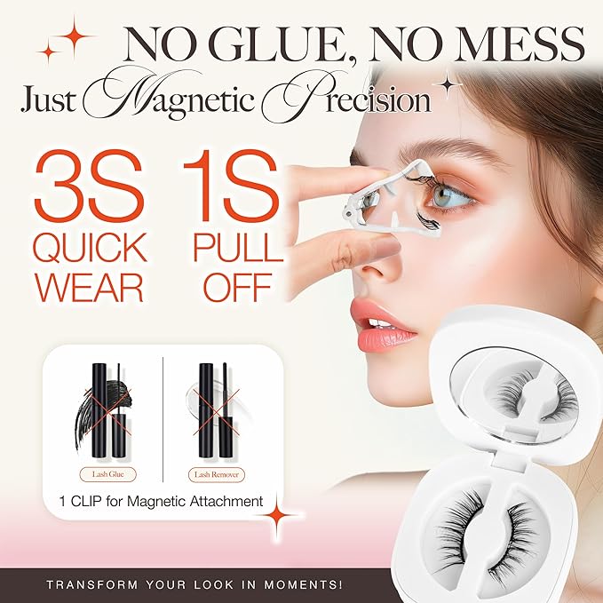 LASHVIEW Upgrade Magnetic Eyelashes with Applicator Soft Magnetic Eyelashes Natural Look Reusable No Glue Needed Easy to Wear and Remove (RCM02)