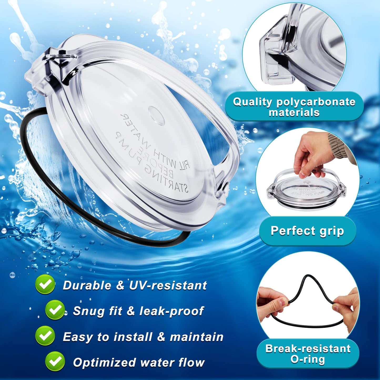 ComfyKit Pool Pump Lid and O-Ring Replacement Compatible with Hayward Power-Flo SPX1500D2A, Clear Pump Strainer Cover for Above Ground Pool Pump