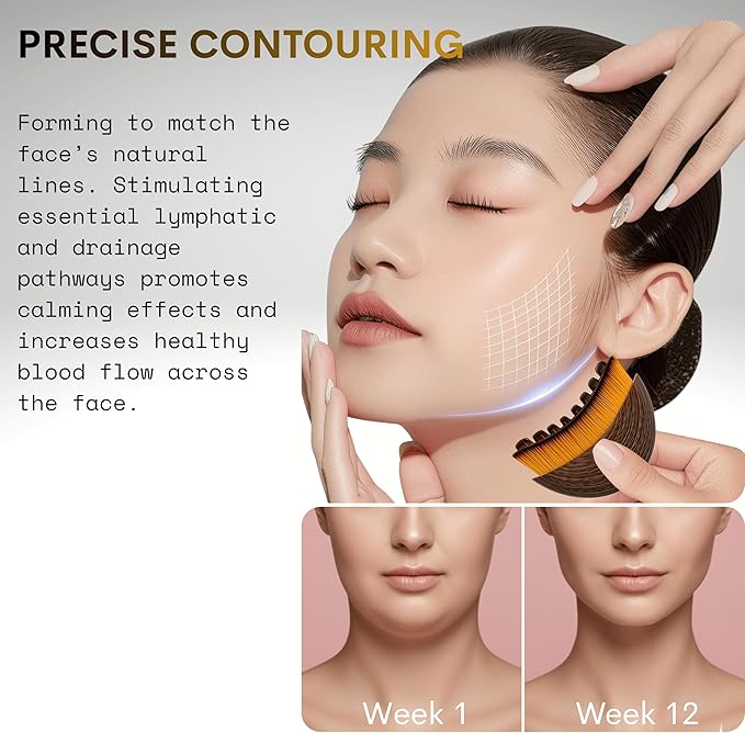 2 PCS Lymphatic Contour Face Brush for Facial Massage and Puffiness Reduction, Gentle Manual Lymphatic Drainage Massager, Soft Bristles for Sensitive Skin and Sculpted Look