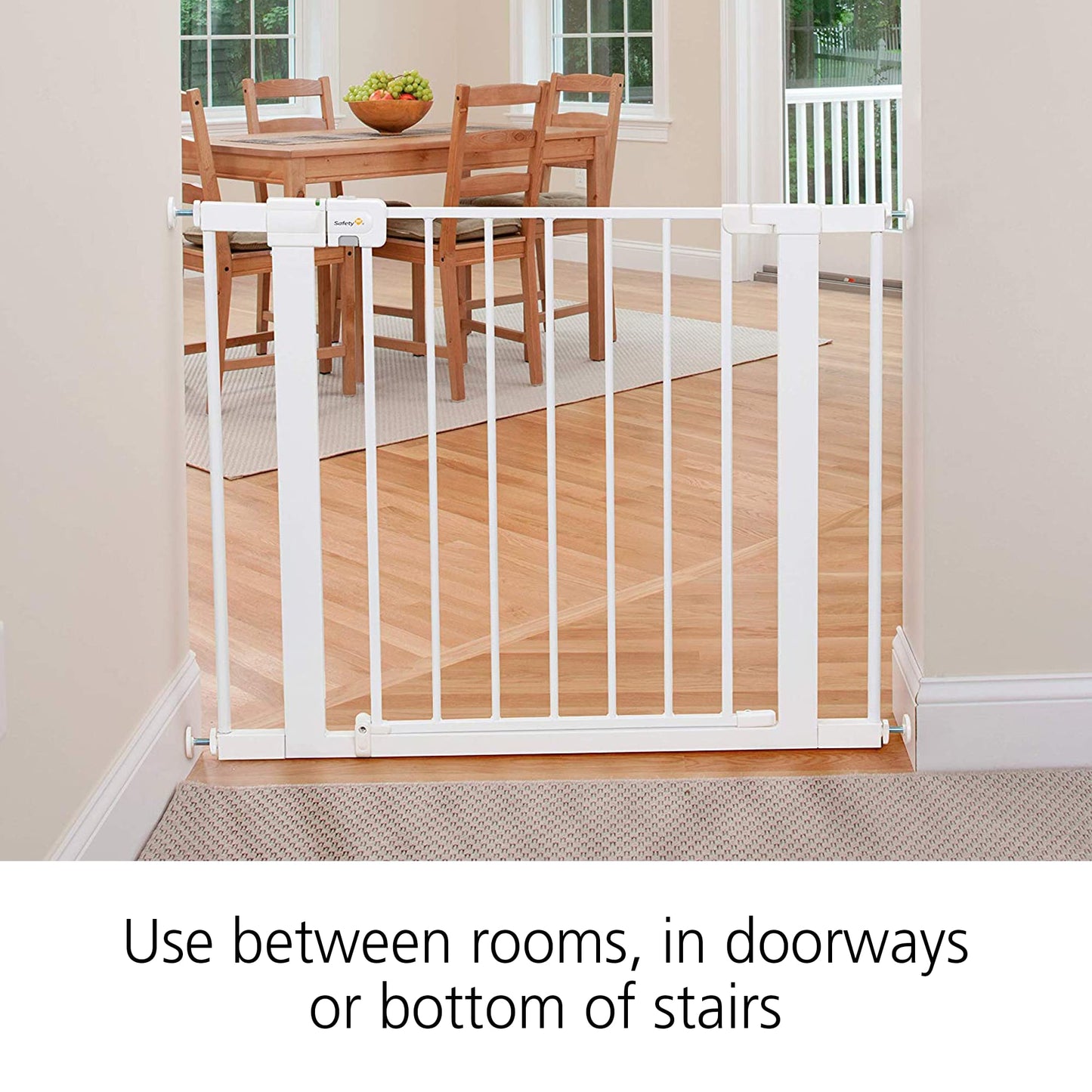 Safety 1st Easy Install Walk Thru Baby Gate for Doorway With Door, Dog Gates, Fits 29"-38", Easy Install 28" Tall, White