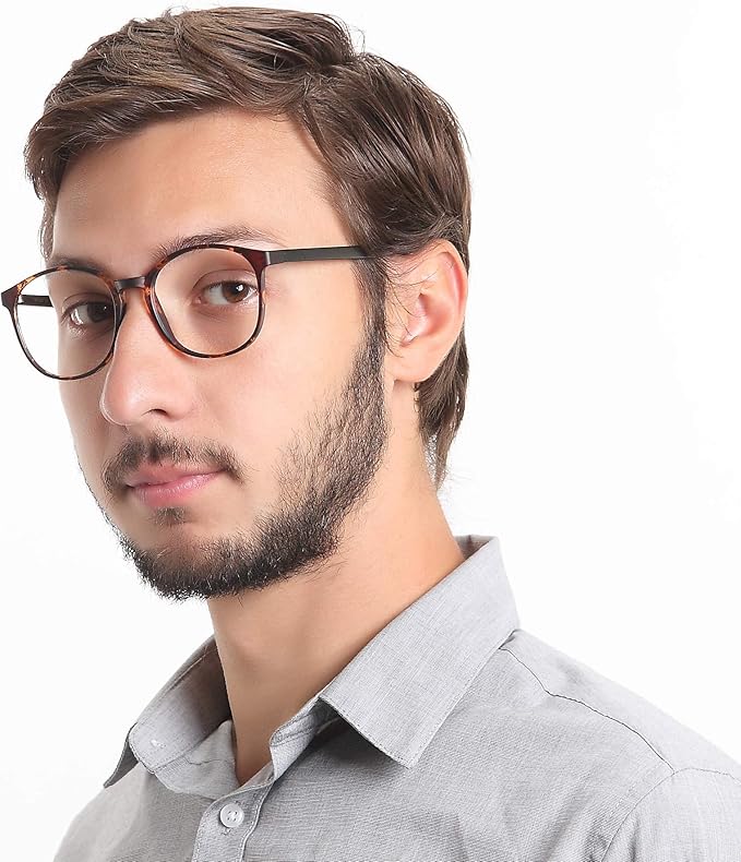 LifeArt Round Blue Light Blocking Glasses, Computer Glasses, Gaming Glasses, TV Glasses for Women Men (Tortoise, 5.00 Magnification)