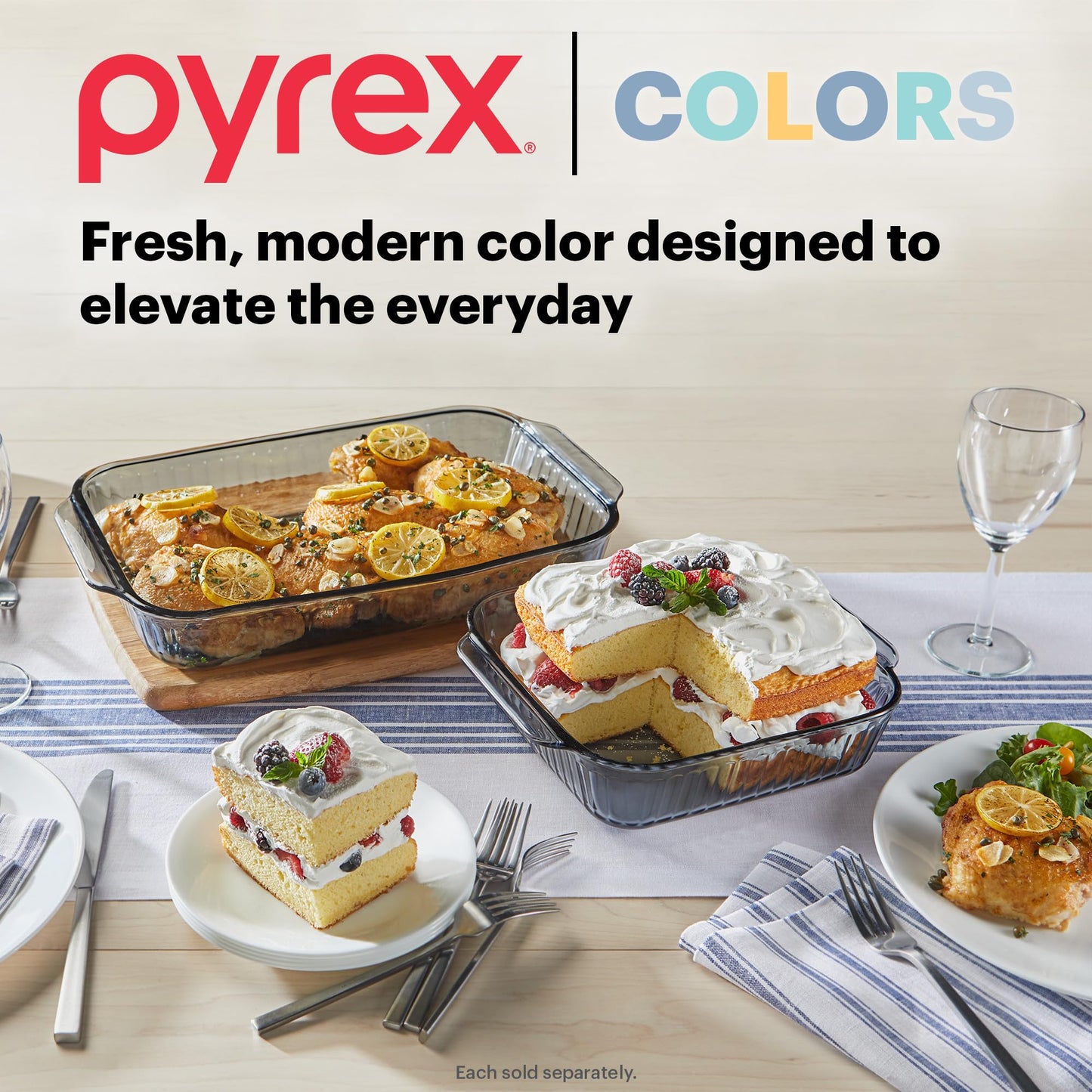 Pyrex Colors Tinted (8x8) Glass Baking Dish with BPA-Free Lid, Oblong Bakeware Glass Pan For Casserole & Lasagna, Dishwasher, Freezer, Microwave and Pre-Heated Oven Safe, Smoke