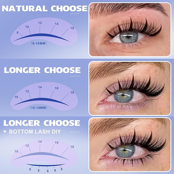 Pawotence Manga Lash Clusters Kit Eyelash Clusters 8-18mm Lash Extension Kit Fairy Individual Lashes Cluster Wispy Lashes Cluster Invisible Band Cluster Eyelash Extensions Kit for Beginners