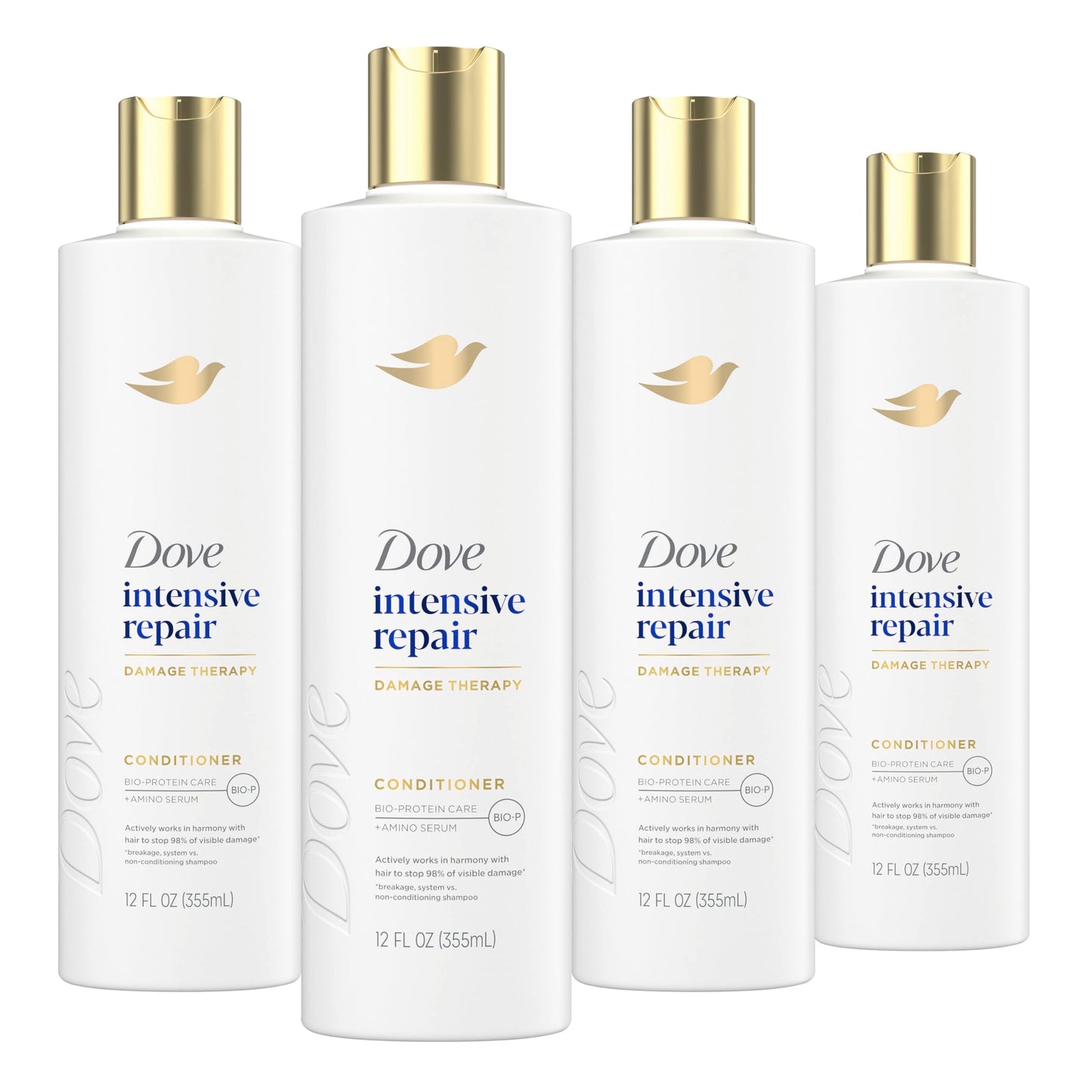 Dove Conditioner Intensive Repair 4 count for Damaged Hair Bio-Protein Care Technology and Amino Serum 12 oz