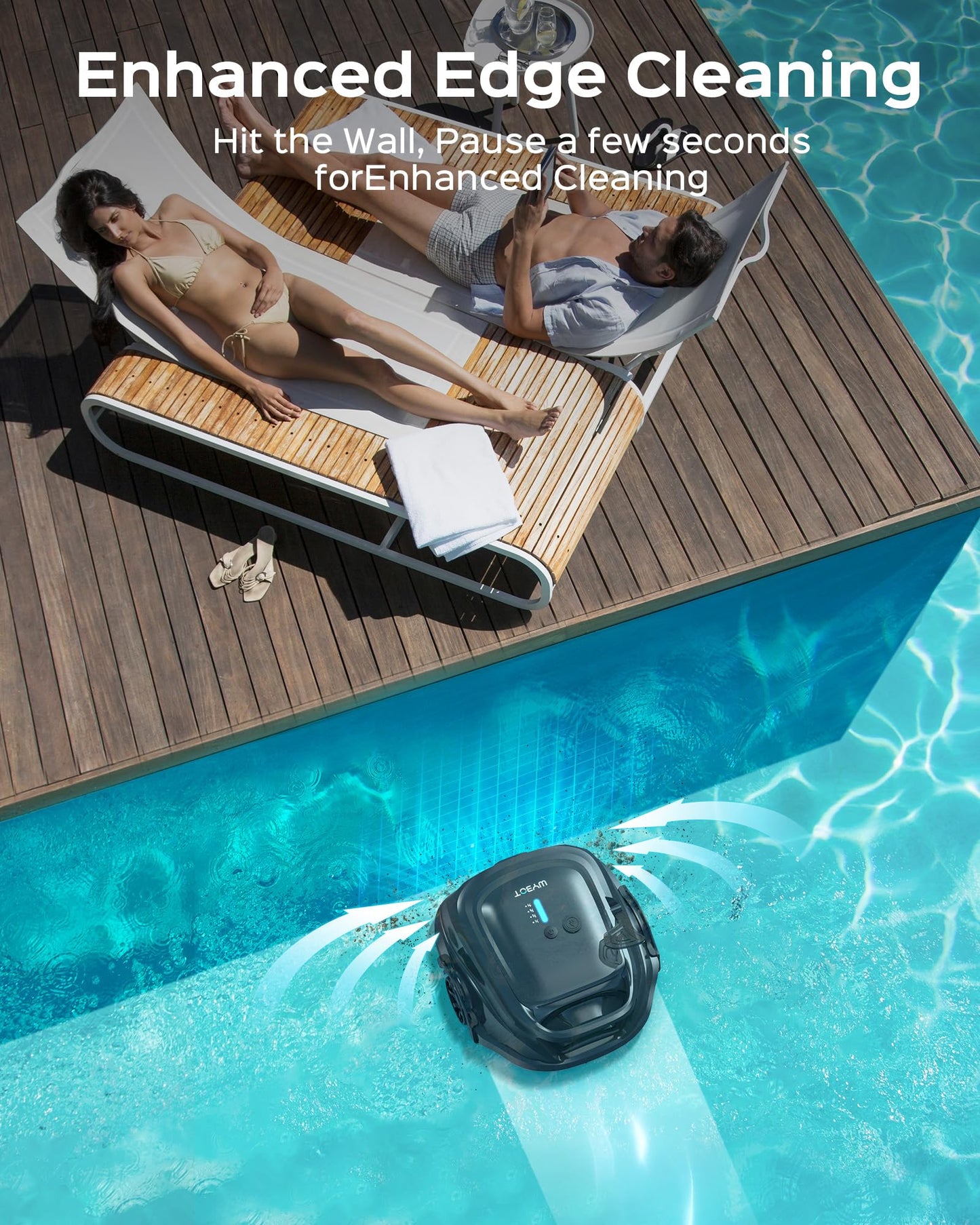 [2026 New] WYBOT A1 Robotic Pool Cleaner – Dual-Layer Filtration, 120-Min Runtime, Powerful Cordless Pool Vacuum for Above-Ground & Flat Pools, Efficient Debris Removal & Auto-Parking Design