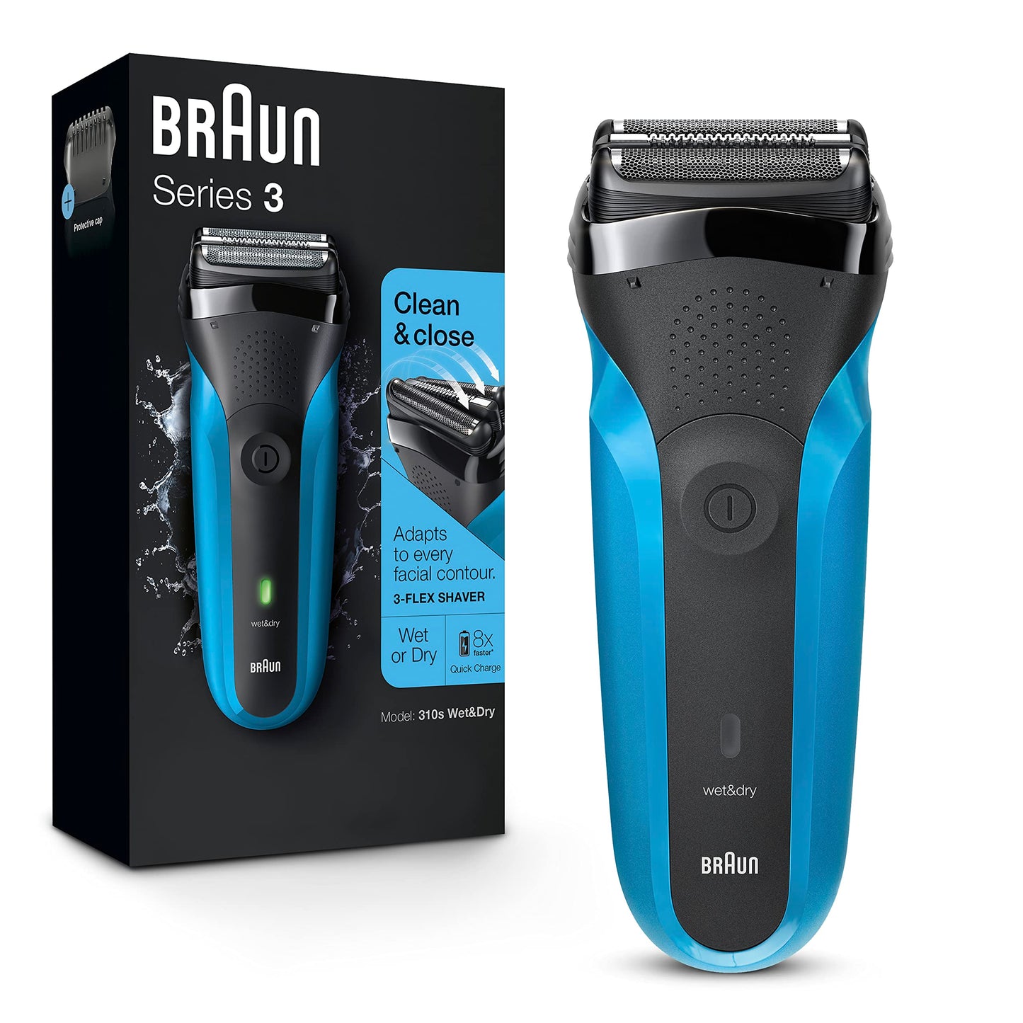Series 3 3010s Wet & Dry Electric Shaver for Men/Rechargeable Electric Razor, Blue