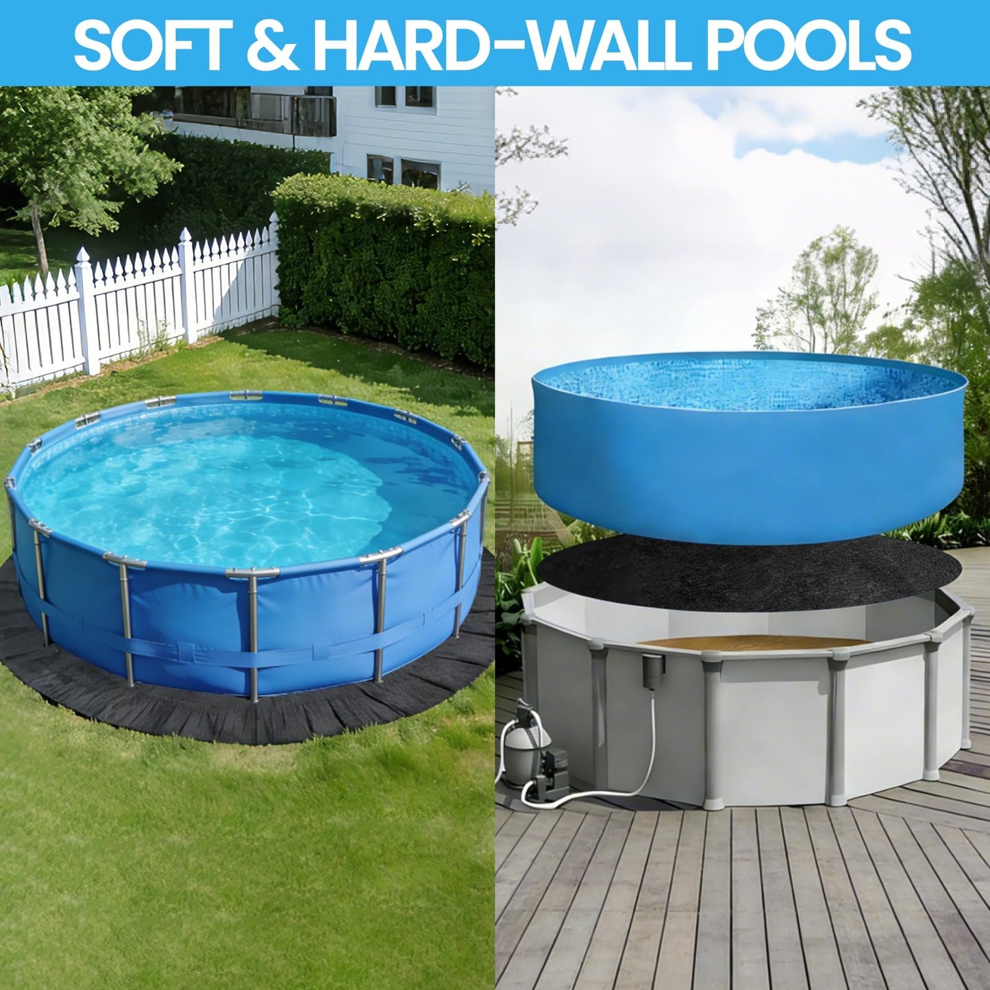 Poolvio 12-Foot Round Above Ground Pool Liner Pad, Geotextile Under Padding, Extends Liner Life, Puncture & Weed Barrier, Eco-Friendly Fabric