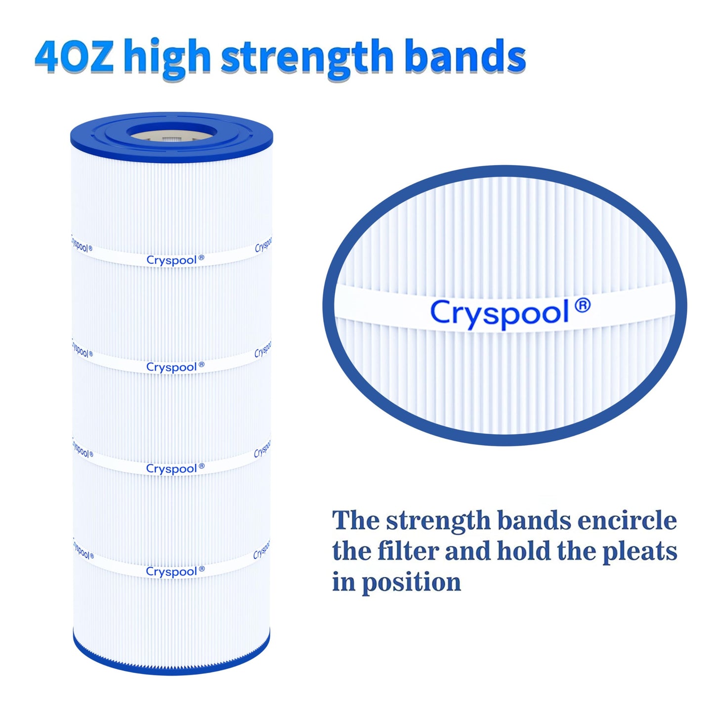 Cryspool® 08053 Filter Compatible with Jandy CS100, R0462200, PJANCS100, C-8410, FC-0821, 100 Sq. Ft Pool Filter Cartridge, 1 Pack