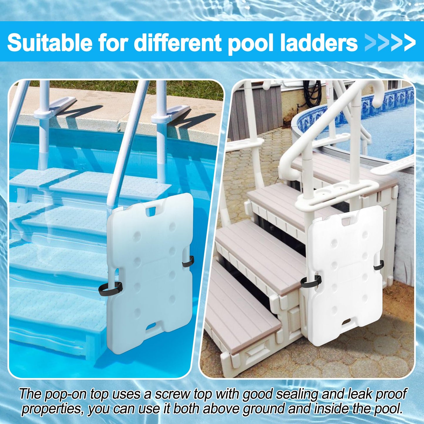 Desunqin 2 Pack 48lbs Heavy Duty Pool Ladder Weights, HDPE Waterproof Swimming Pool Ladder Weights for Steps, Pool Step Weights for Above & Underground Ground Pools (12.8" x 16.7")