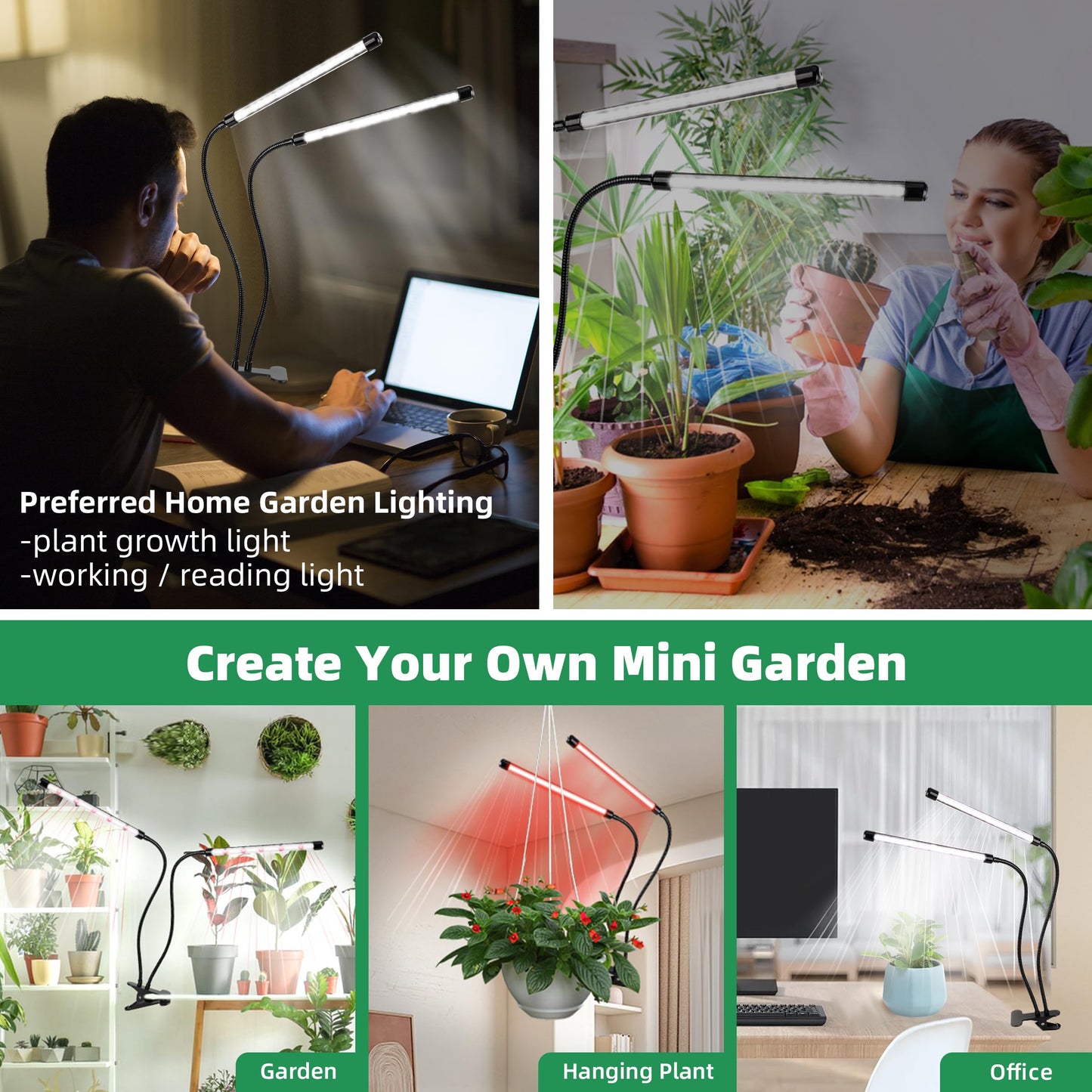 EWPJDK Grow Light 6500K Full Spectrum Plant Grow Lights 84 LED Plant Light with Clip Grow Lamp for Indoor Plants Growing Lamps（2PCS）