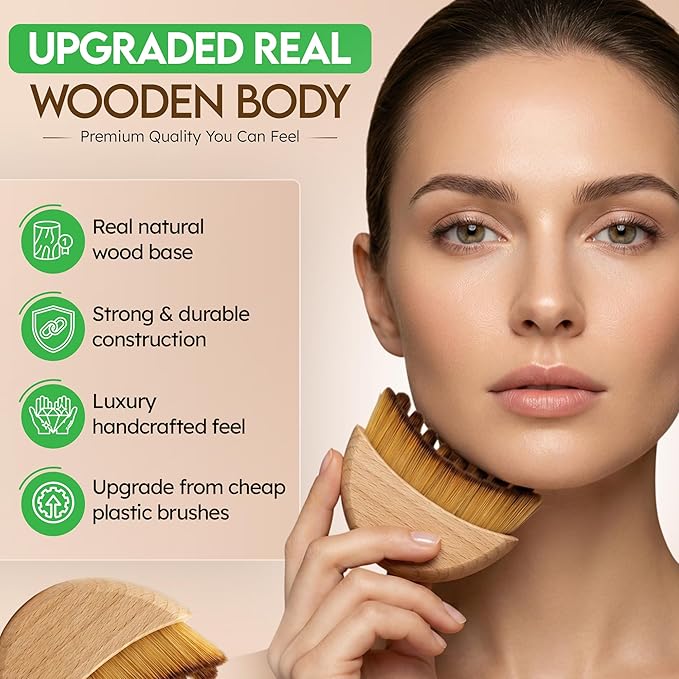 Premium Lymphatic Contour Face Brush for Sculpting - Lymphatic Drainage Massager - Wooden Tool for Face - Anti-Puffiness - Detox & Lift - Ergonomically Designed to Fit The Skin Precisely