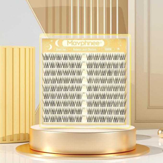 10MM Lash Clusters Natural Eyelash Clusters Clear Band Cluster Eyelash Extensions Wispy Cluster Lashes Short Individual Lashes Extensions DIY Lashes Pack (CC Curve, 108Pcs)