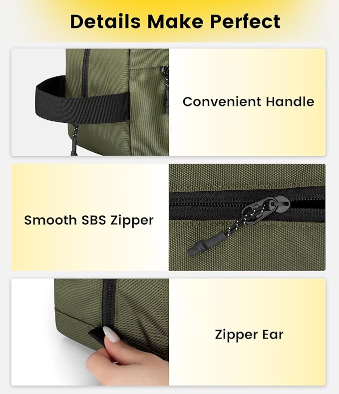 Vorspack Travel Toiletry Bag for Men - Hanging Toiletries Bag Water Resistant Travel Bag for Toiletries Accessories