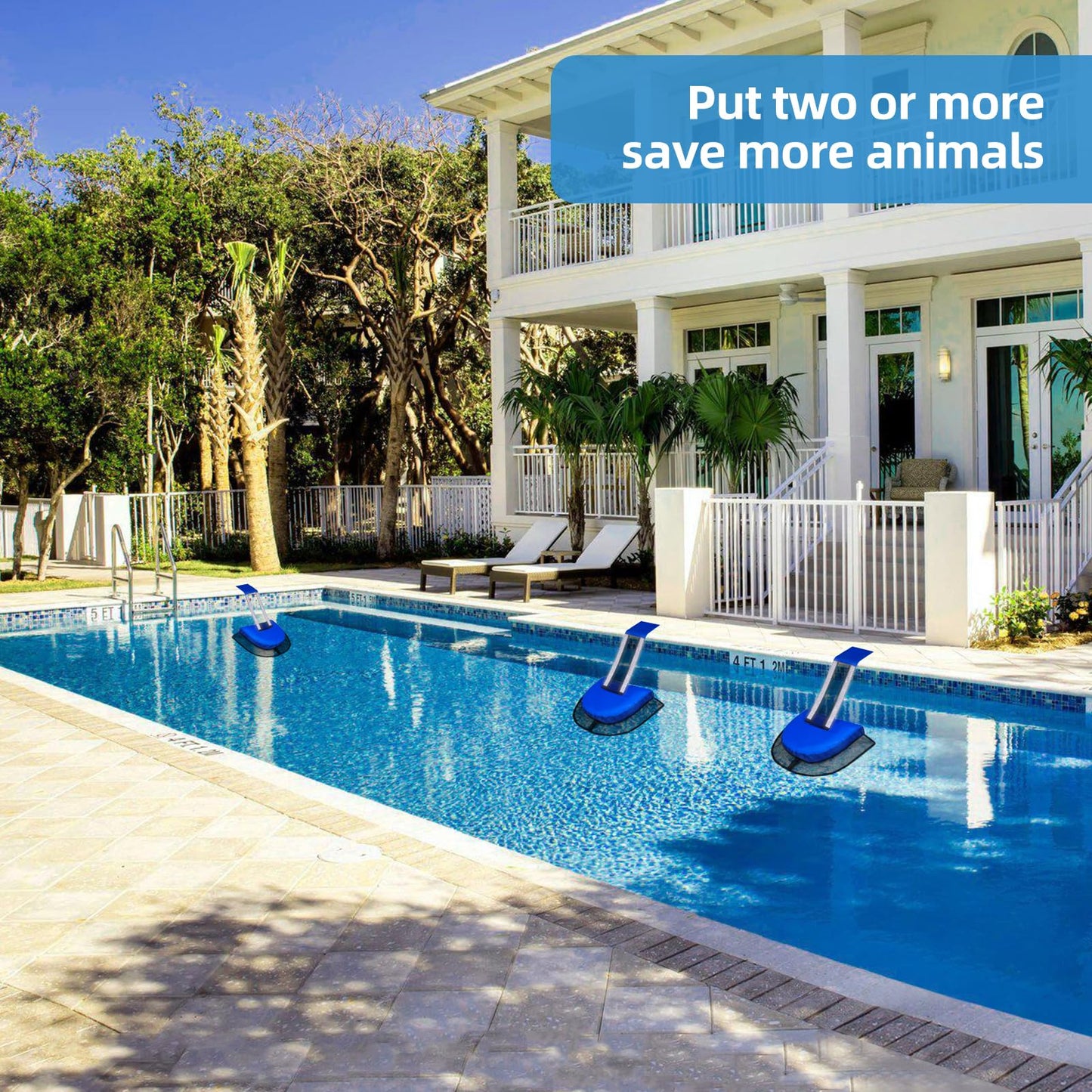 Pool Animal Escape Ramp Frog-Saver-Log - for 2Pcs Swimming Pools Wildlife Rescue Device,Durable Above Ground Pool Critter Ramp, Prevent Drowning with Easy Install, Pool Safety,Reusable (Blue-2Pack)