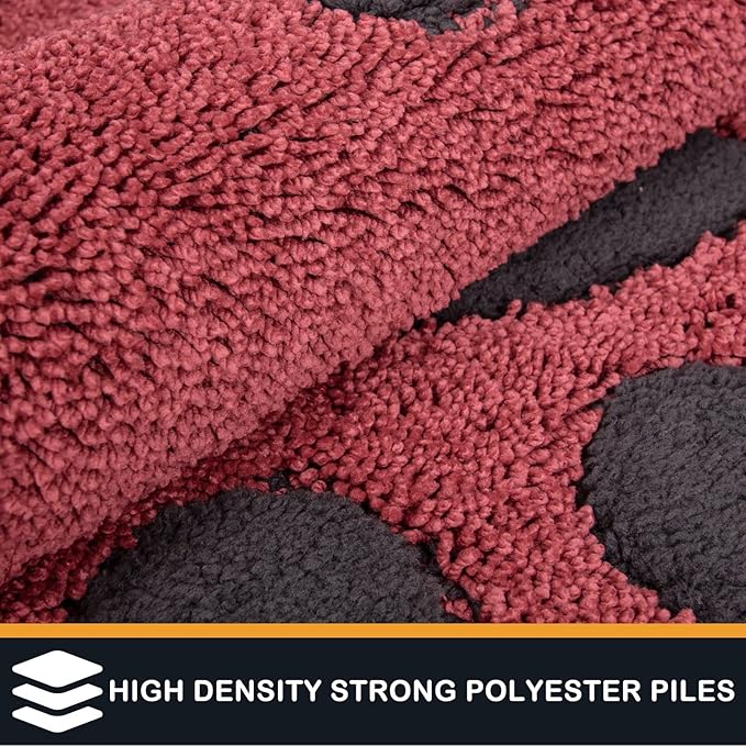 PURRUGS Dirt Trapping Door Mat 32" x 47", Non-Skid/Slip Machine Washable Microfiber Entryway Rug, Dog Doormat, Super Absorbent Welcome Mat for Muddy Wet Shoes and Paws, Burgundy Red