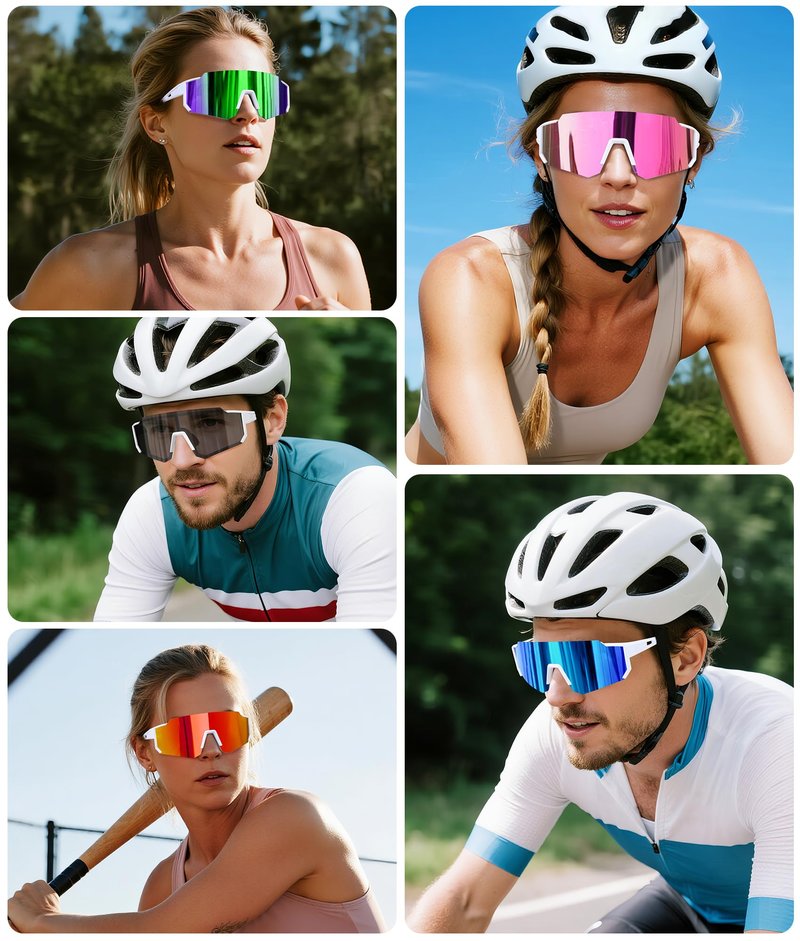 STORYCOAST Polarized Sports Sunglasses for Men Women,Driving Fishing Cycling Mountain Bike Sunglasses UV400 Protection White Frame-Ice Blue Mirror Lens