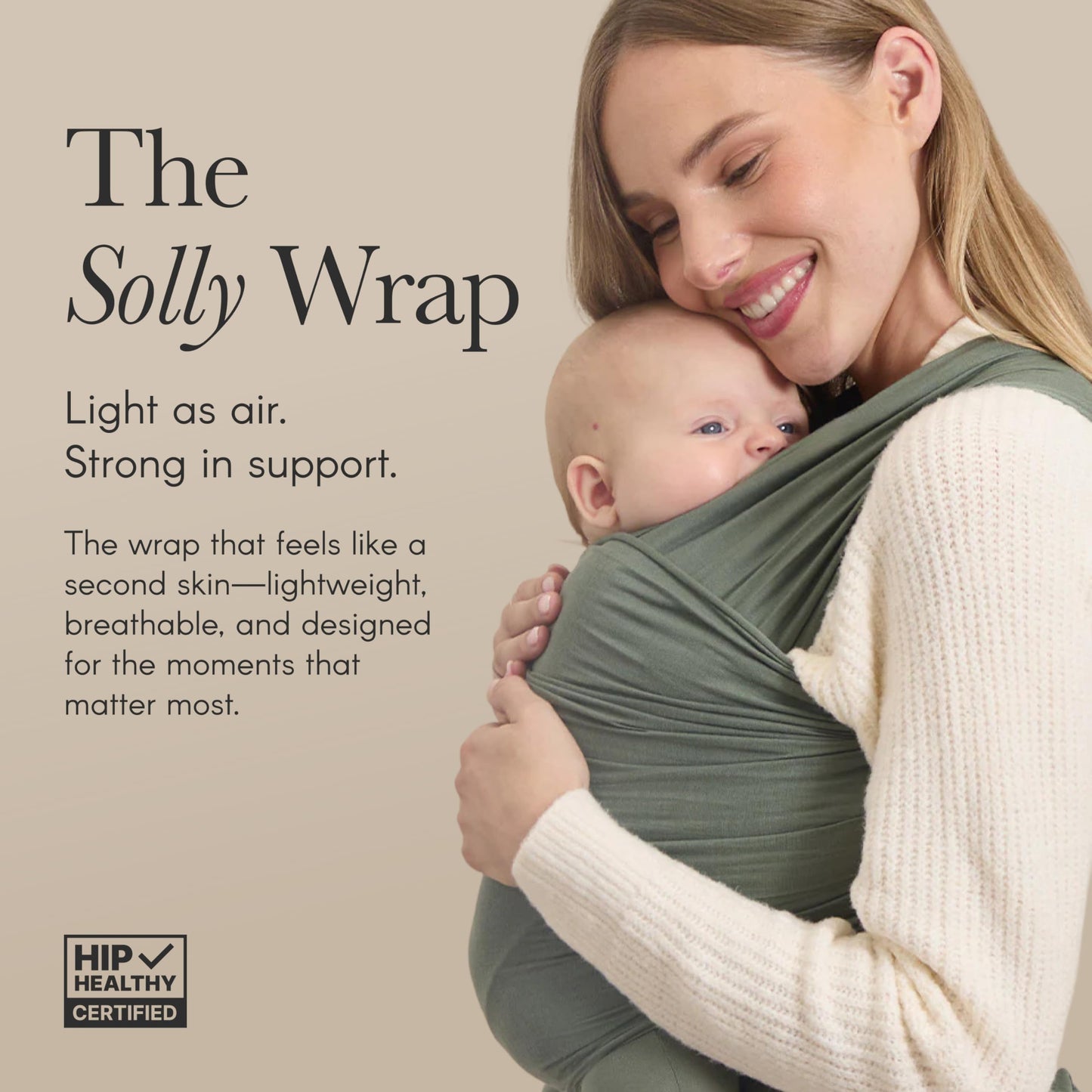 Solly Baby Wrap, Buttery-Soft Baby Carrier Newborn to Toddler 8-25 Lbs., Lightweight & Hands-Free Sling Wrap, Breathable Carrier, Baby Wearing & Postpartum Essential, Mother's Day Essential, Coastal