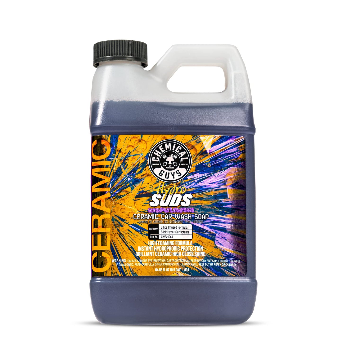 Chemical Guys HydroSuds Ceramic Shine High Foaming Car Wash Soap - Foam Cannon Soap, Works with Foam Guns or Bucket Washes Safe for Cars, Trucks, Motorcycles, RVs, & More, Berry Scent - 64 fl oz
