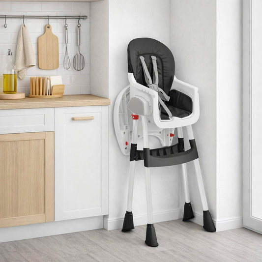Dream On Me TableTalk 2-in-1 High Chair for Baby & Toddler – Convertible High Chair to Junior Chair, Removable Padded Seat, Dual Dishwasher-Safe Trays, Sturdy Steel Frame, Quick Folding Design – Black