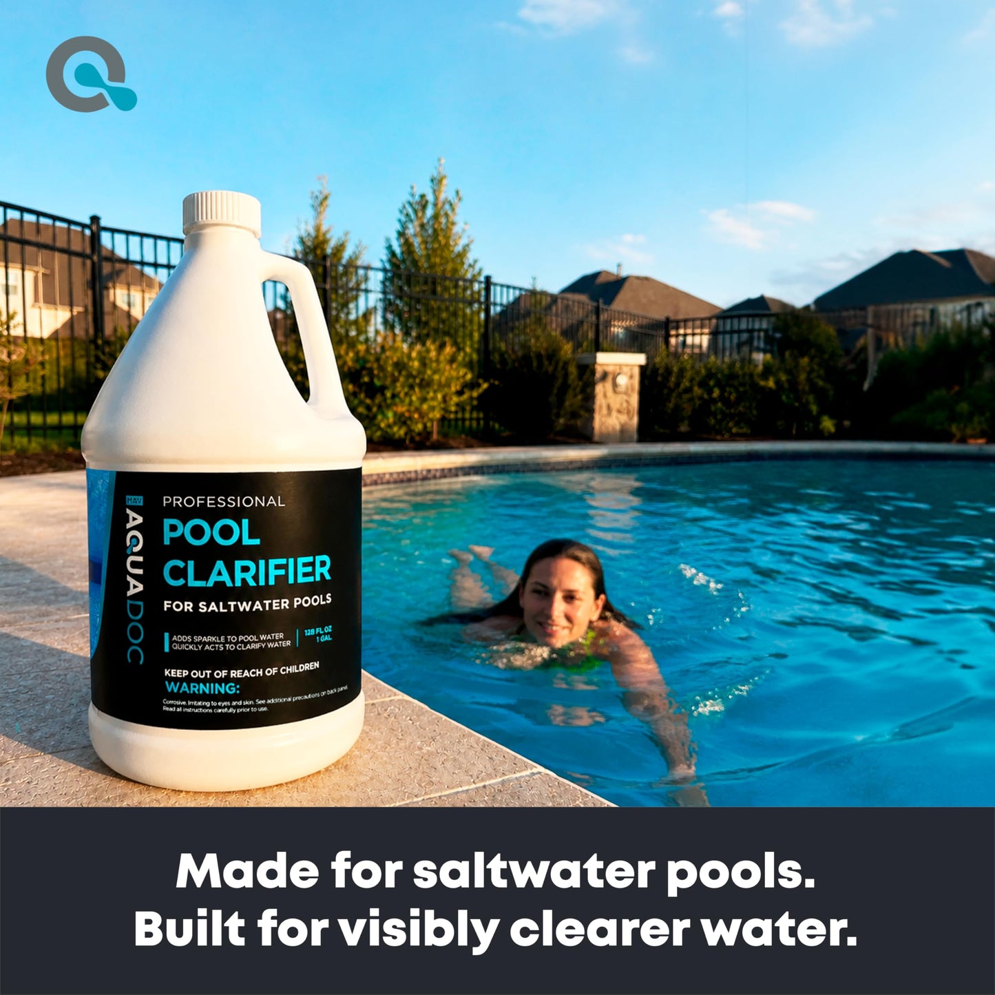 AquaDoc Pool Clarifier for Saltwater Pools - 128 oz - Swimming Pool Water Clarifier for Inground and Above Ground Pools to Help Improve Clarity and Filtration - Made in USA