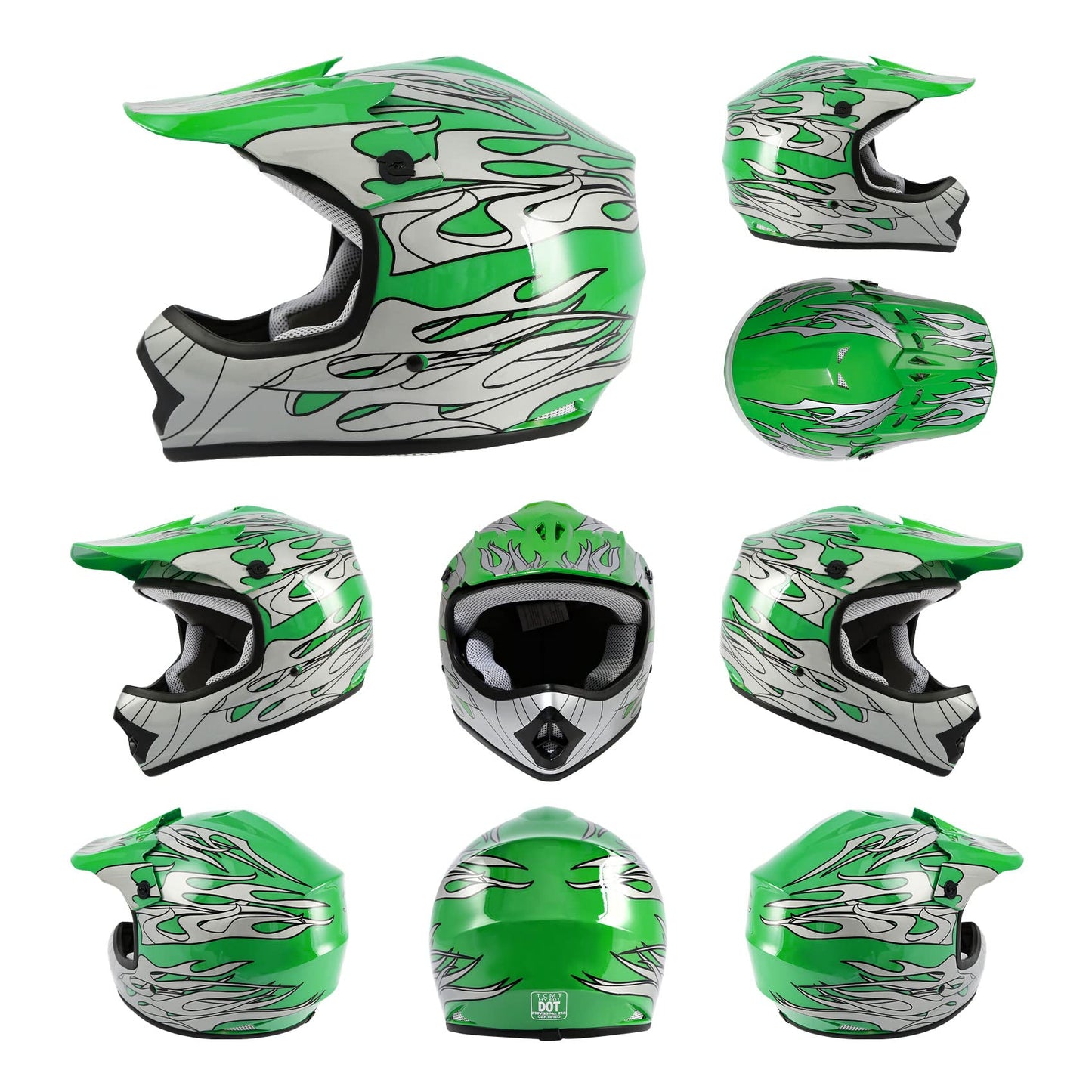 TCMT Youth Dirt Bike Helmet DOT Certified - Kids Full Face Motocross ATV Helmet with Goggles, Gloves and Helmet Bag for Off-Road, BMX, MX, Street Riding