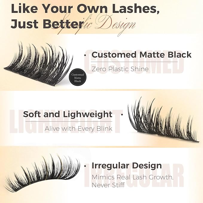 Lash Clusters with Spikes Wispy Eyelash Clusters 12-16MM Manga Volume Cluster Eyelash Extensions CD-Curly Individual Lashes Anime Fluffy Cluster Lashes by Newcally