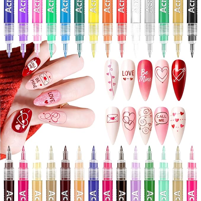 28 Color Nail Art Pens for Painting Nails, 2026 0.7 MM Nail Polish Pens Set Drawing Point Liner Acrylic Painted Pen Kit, Waterproof Quick-drying Nail for DIY Design Manicure Tools