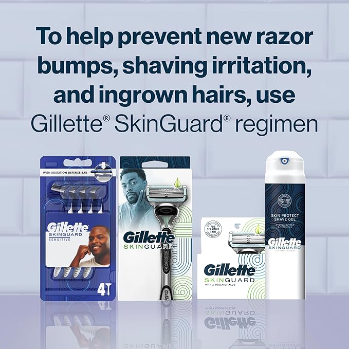Gillette SkinGuard Razor Blade Refills for Men, 2 Blade Cartridge, SkinGuard for Sensitive Skin, Lubrication, Fits SkinGuard Razor Handles, 8 Count