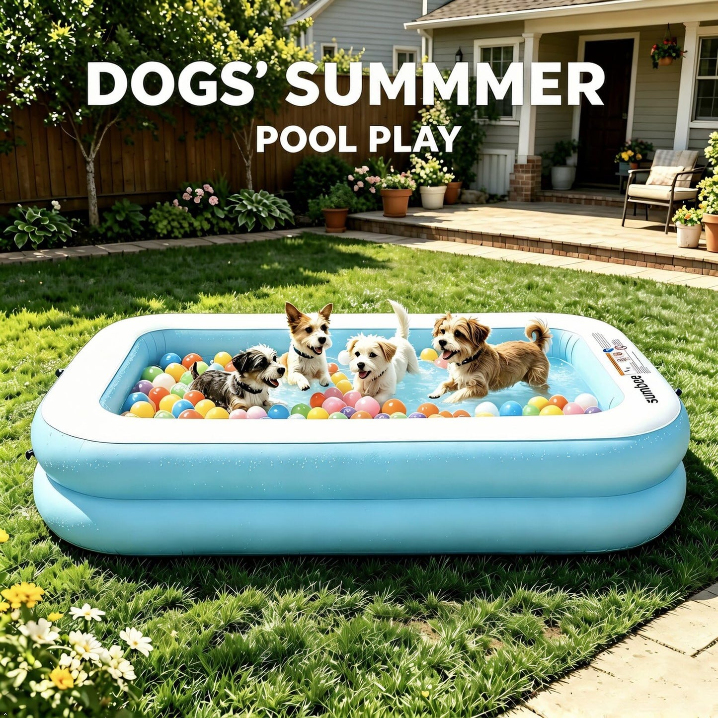 Sumbee Inflatable Pool for Kids and Adults, 79” x 59" x 20" Thickened Blow Up Swimming Family Pool for Toddlers Outdoor Patio Backyard Garden Deck Summer Party, Full Size Rectangular Blue