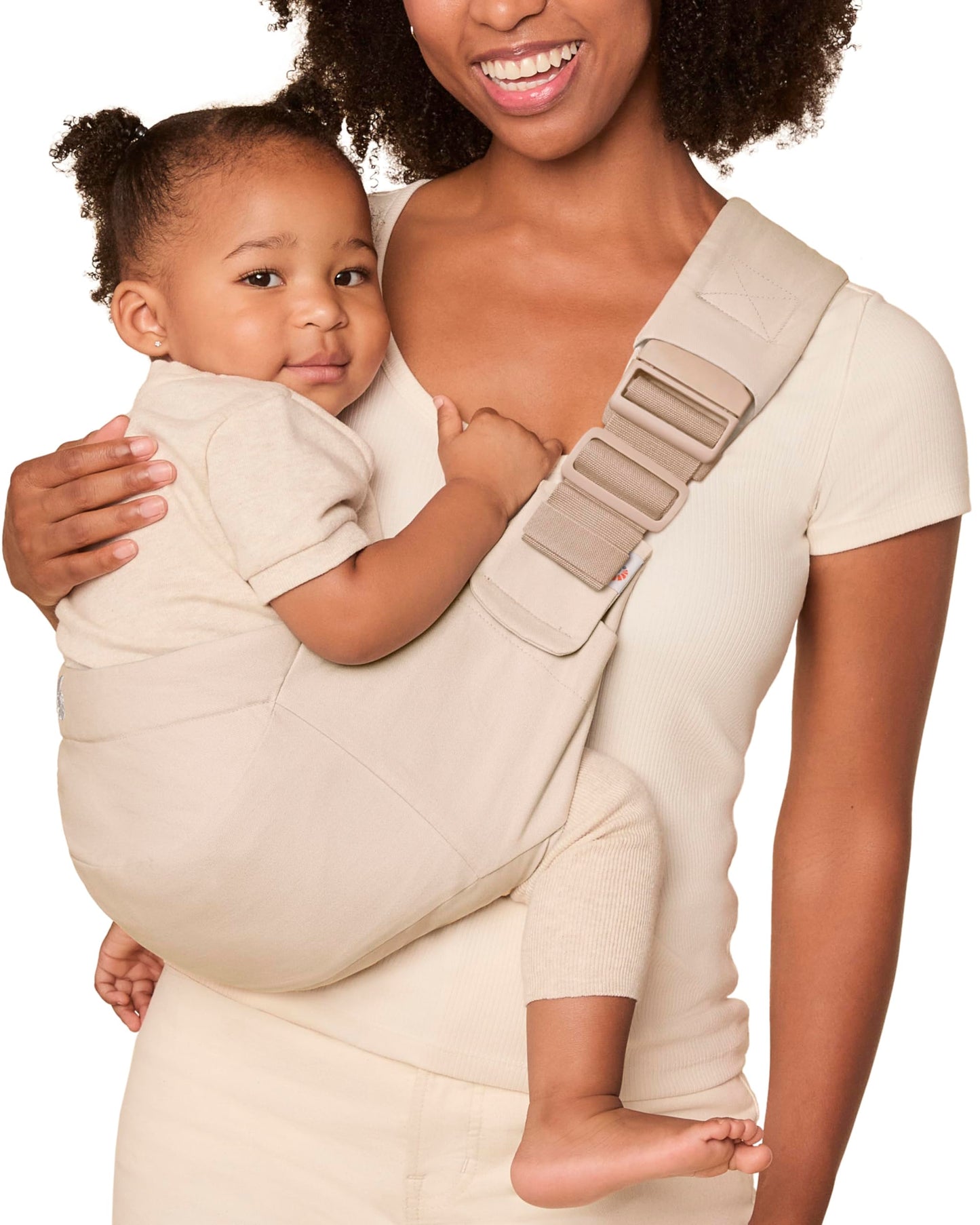 Ergobaby Upsie Sling Baby Carrier for Babies and Toddlers 6-48 Months (17-45 lbs) - 2-Position Ergonomic Baby Carrier with Front Storage Pocket, Hip-Healthy Positioning - Natural Beige